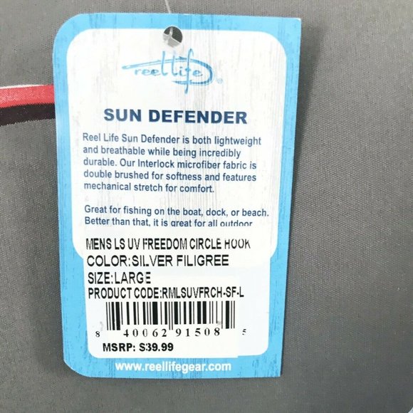 SOLD🔥NWT Reel Life LS T-Shirt Gray Patriotic Hook - Picture 6 of 8